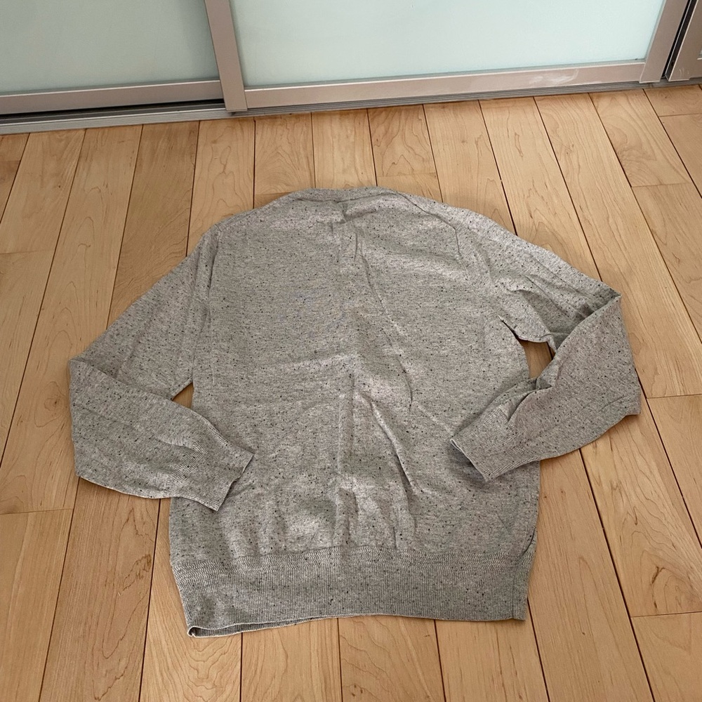 J CREW Sweater Men M Gray Cotton Silk Donegal Flecked Henley Pullover AZ956 - Picture 8 of 8